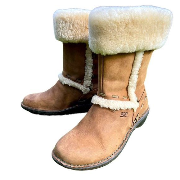 UGG Elijo Chestnut Leather & Shearling Boots — SZ 8 EXCELLENT CONDITION‎ - Picture 12 of 12